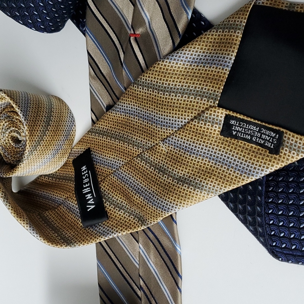 Blues and Neutrals Used Ties Bundle Set of Three - Picture 4 of 4